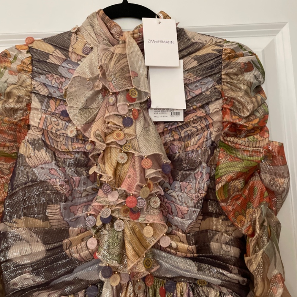Zimmerman ruffled printed lame' maxi dress - Picture 4 of 4